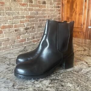 Anastasia Black Heeled Lug Boots Size 9